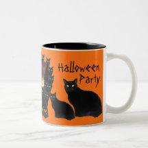 Black Patrol Cats Halloween Party Mugs