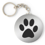 BLACK PAW PRINT ON SILVER KEYCHAINS