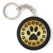 BLACK PAW PRINTS ON GOLD KEYCHAINS
