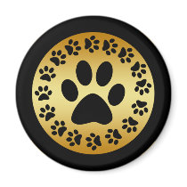 BLACK PAW PRINTS ON GOLD FRIDGE MAGNET