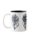 Black Peacock Feathers mugs