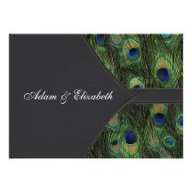 Black Peacock Wedding Invitations