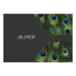 Black Peacock Wedding RSVP Personalized Invitation