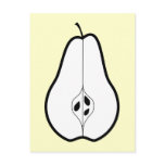 Black Pear Half. Line illustration. Post Card