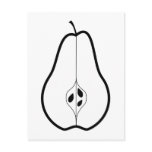 Black Pear Half. Line illustration. Post Cards
