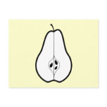 Black Pear Half. Line illustration. Postcards