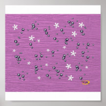 Black Pearls and Flowers Print