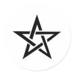 black pentacle pentagram devil 666 round stickers