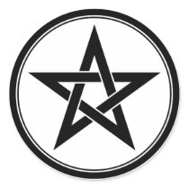 black pentacle round sticker