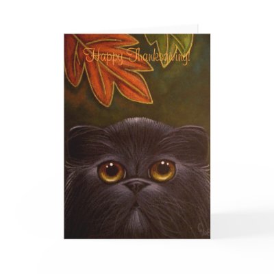 BLACK PERSIAN CAT - THANKSGIVING Card by BY_CYRA