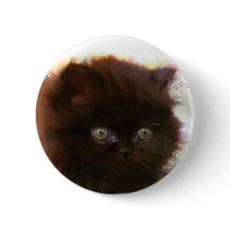 Black Persian Kitten Button