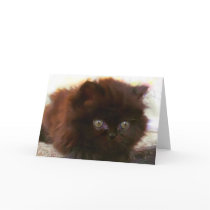 Black Persian Kitten greeting card