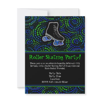 Black Personalized Roller Skating Party Invitation by CustomInvites