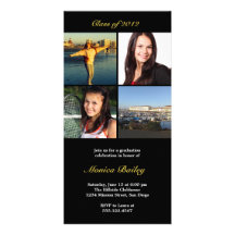 Black picture block graduation announcement invite customized photo card