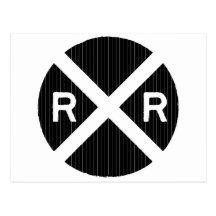 Black Pin Stripe Railroad Crossing Sign Postcard