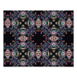 Black Pink and Green Mandala Fractal Pattern Photo Print