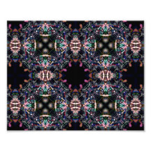 Black Pink and Green Mandala Fractal Pattern Photo Print