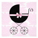 Black Pink Damask Baby Shower Invitations