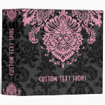 Black & Pink Elegant Vintage Floral Damask Binders