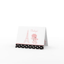 Black/Pink French Poodle Note Cards Thank you