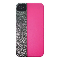 Black & pink glitter iphone cover iphone 4 cover
