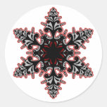 Black Pink Gothic Snowflake Round Sticker