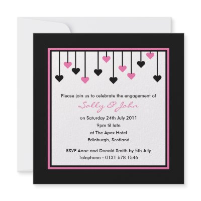 Black & Pink Heart Engagement Invitation by claire_shearer