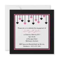 Black & Pink Heart Engagement Invitation