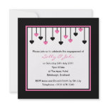 Black & Pink Heart Engagement Invitation