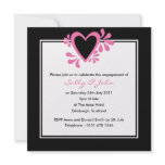 Black & Pink Heart Engagement Invitation