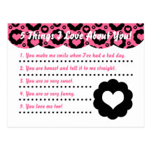 Black & Pink Hearts Postcard