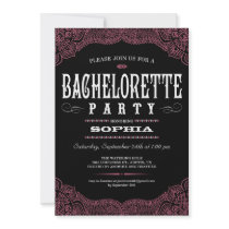 Black & Pink Paisley Bachelorette Party Invitation