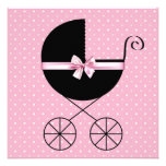 Black Pink Polka Dot Baby Shower Invitations