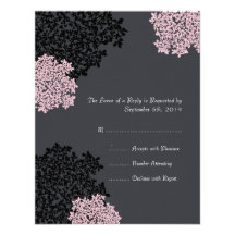 Black & Pink Queen Anne's Lace Wedding RSVP Personalized Announcements