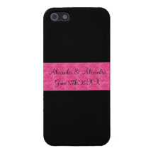 Black pink roses wedding favours case for the iPhone 5