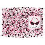 Black & Pink Splatter With Retro Pink Sunglasses 3 Ring Binder