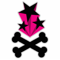 Black Pink Stars Crossbones Cut Out