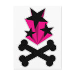 Black Pink Stars Crossbones Postcards