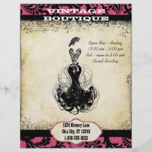 Black & Pink Vintage Dress Boutique or Business Flyer