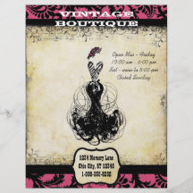 Black & Pink Vintage Dress Boutique or Business Flyer Design