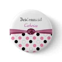 Black, pink, white polka dots Wedding Bridesmaid