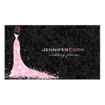 Black pink & White Wedding Dress & Vintage Lace Business Card Templates