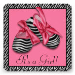 Black Pink Zebra Baby Shower Invitations