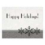 Black Pinstripe Holiday Snowflake Invitation
