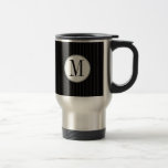 Black Pinstripe Single Monogram Mug