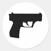 black pistol - gun round stickers