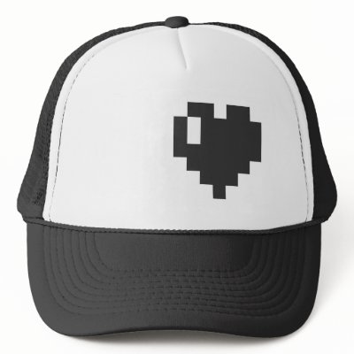 Black Pixel Heart Cap Hat by cavity