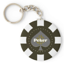 Black Poker Chip Keychain