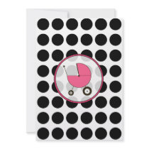 Black Polka Dot / Hot Pink Baby Shower Invitation