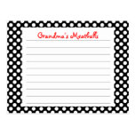 Black Polka Dot Recipe Card Post Card